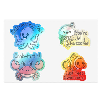 Sea Creature Puns Sticker Sheets, Ocean Animal Stickers | Cute Educational Decals