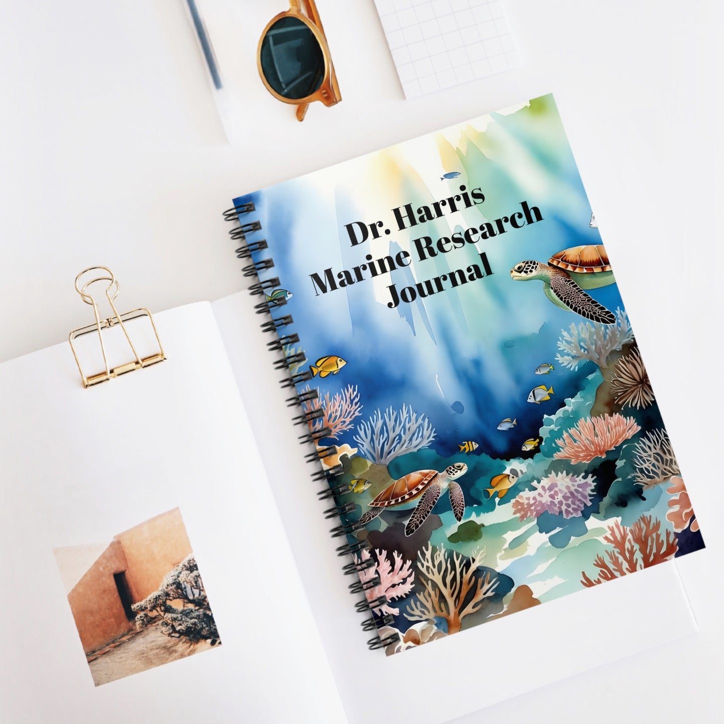Marine Research Journal Spiral Notebook — Personalized Dr. Harris Ocean Field Notebook