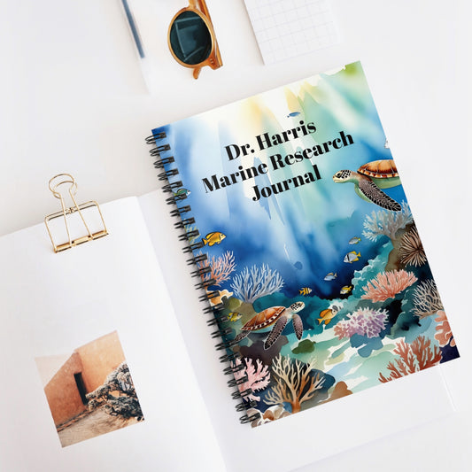 Marine Research Journal Spiral Notebook — Personalized Dr. Harris Ocean Field Notebook