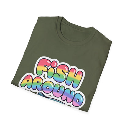 Fish Around Find Trout T-Shirt – Colorful Retro Fishing Tee