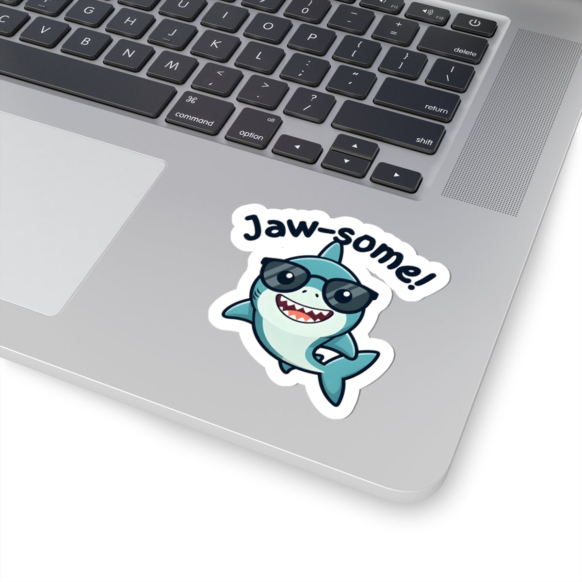 Jaw-some Shark Kiss-Cut Sticker — Cute Sunglasses Shark for Laptops & Water Bottles