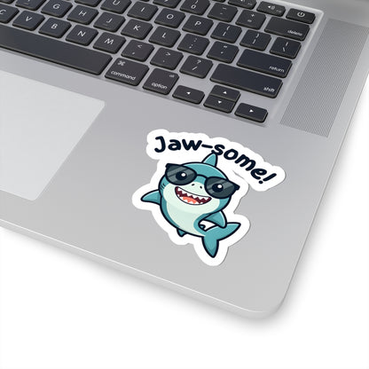 Jaw-some Shark Kiss-Cut Sticker — Cute Sunglasses Shark for Laptops & Water Bottles