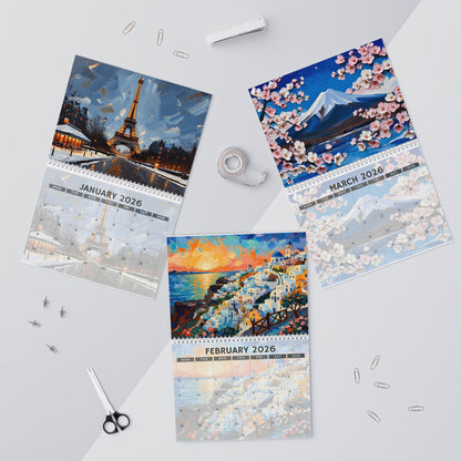 Tourism Wall Art Calendar 2026 | Wall Calendar, Monthly Illustrated Destinations