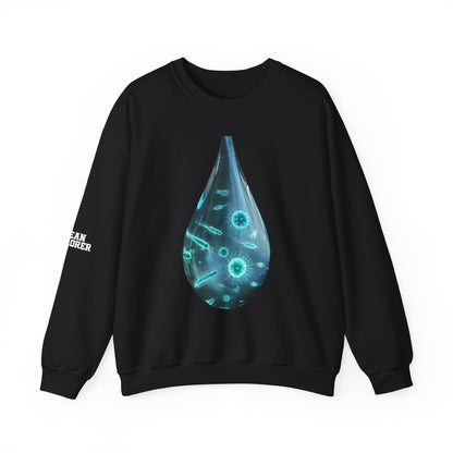 Ocean Microbe Crewneck Sweatshirt — Marine Life Water Droplet Design