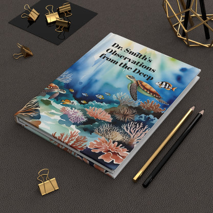 Personalized Hardcover Journal — "Observations from the Deep" Ocean Lovers Notebook