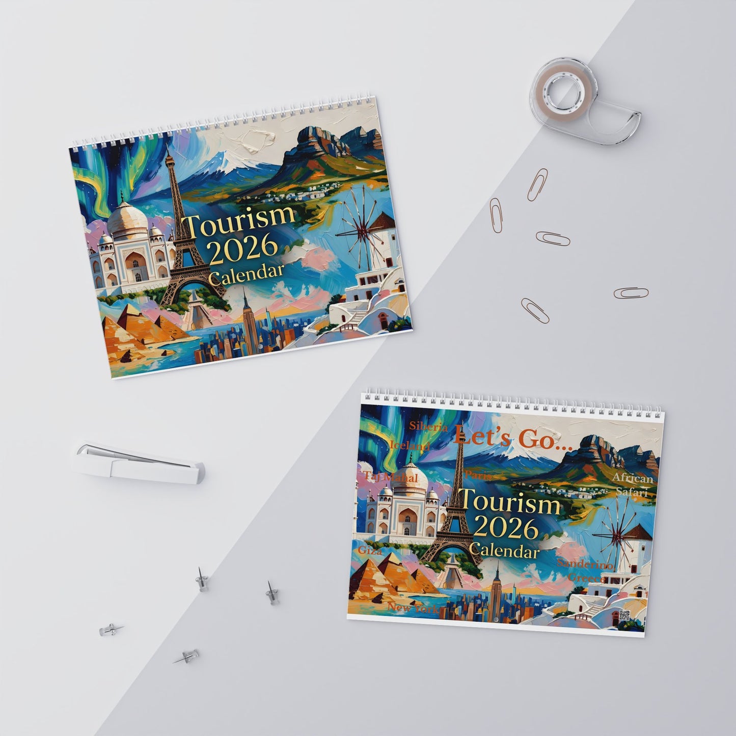 Tourism Wall Art Calendar 2026 | Wall Calendar, Monthly Illustrated Destinations