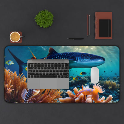 Underwater Reef Desk Mat — Whale Shark & Seahorse Ocean Desk Mat