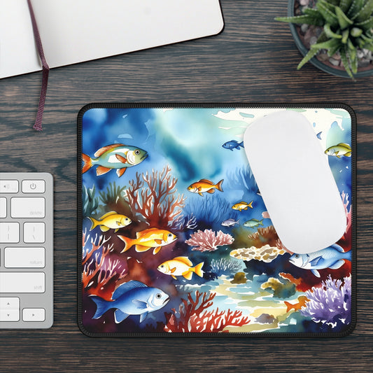 Colorful Underwater Fish & Coral Gaming Mouse Pad — Marine Biodiversity Desk Mat for Ocean Lovers