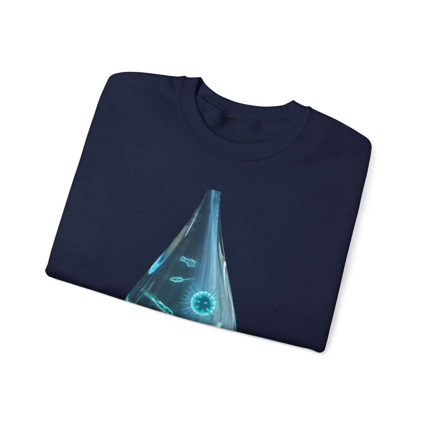 Ocean Microbe Crewneck Sweatshirt — Marine Life Water Droplet Design