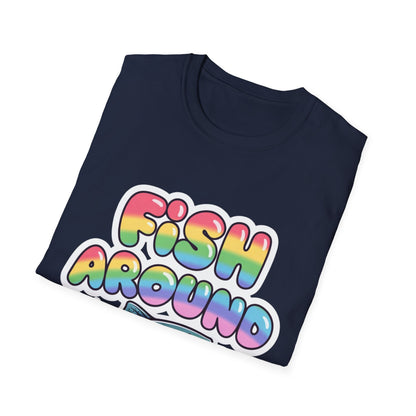 Fish Around Find Trout T-Shirt – Colorful Retro Fishing Tee