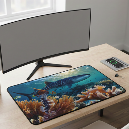 Underwater Reef Desk Mat — Whale Shark & Seahorse Ocean Desk Mat