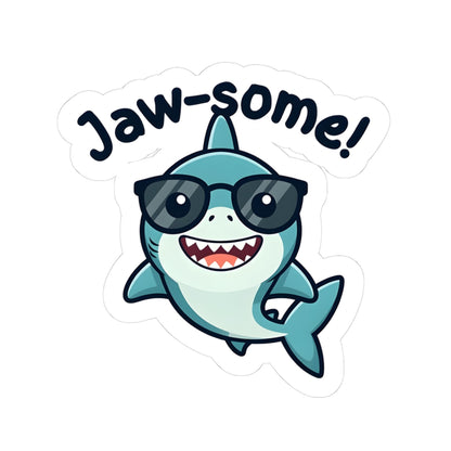 Jaw-some Shark Kiss-Cut Sticker — Cute Sunglasses Shark for Laptops & Water Bottles