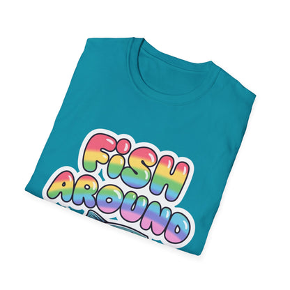 Fish Around Find Trout T-Shirt – Colorful Retro Fishing Tee