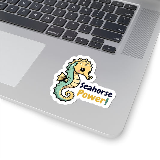 Seahorse Power! Cute Kiss-Cut Sticker — Waterproof Ocean Animal Decal