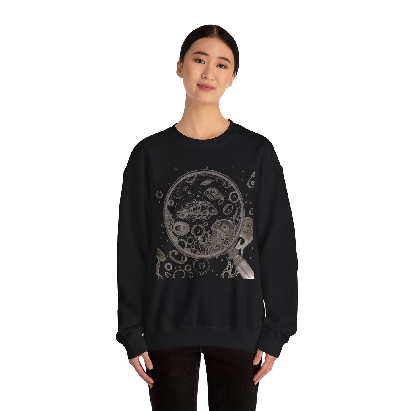 Microscope Lens with Microorganisms Sweatshirt | Marine Biology Tee