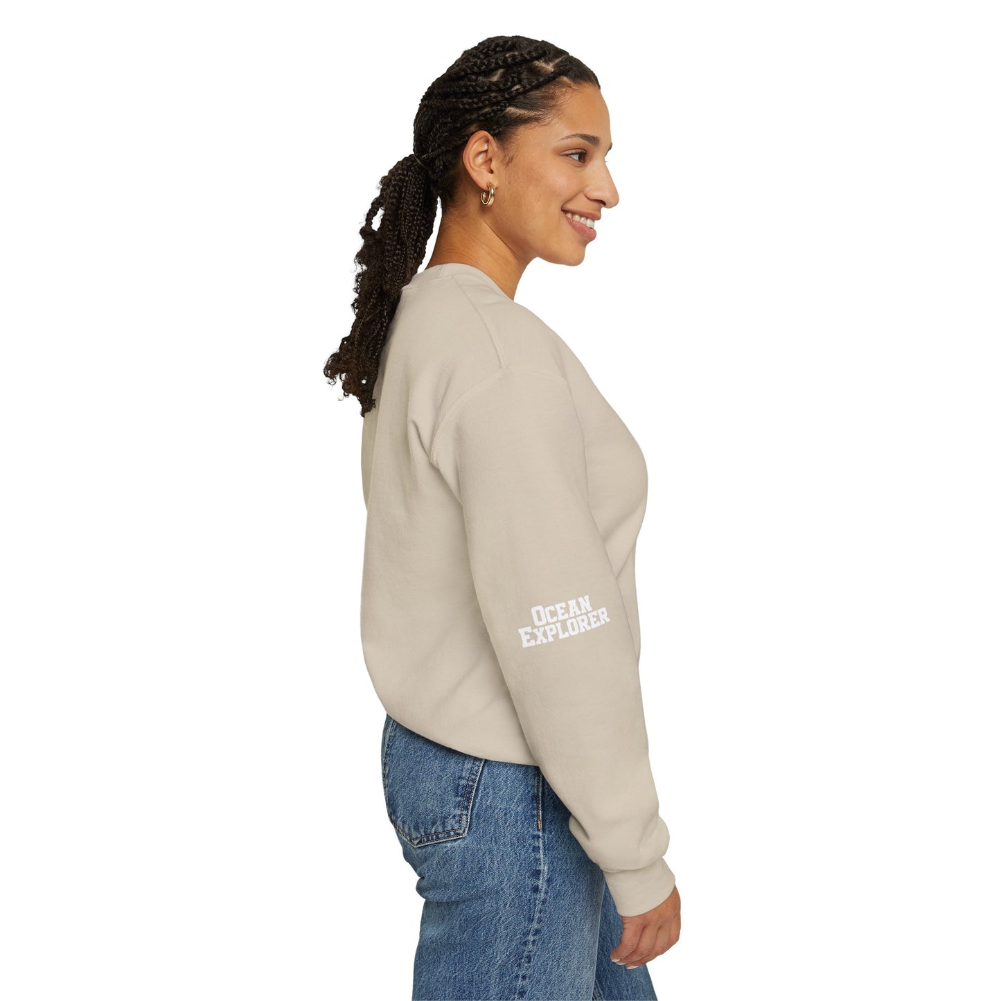 Ocean Microbe Crewneck Sweatshirt — Marine Life Water Droplet Design