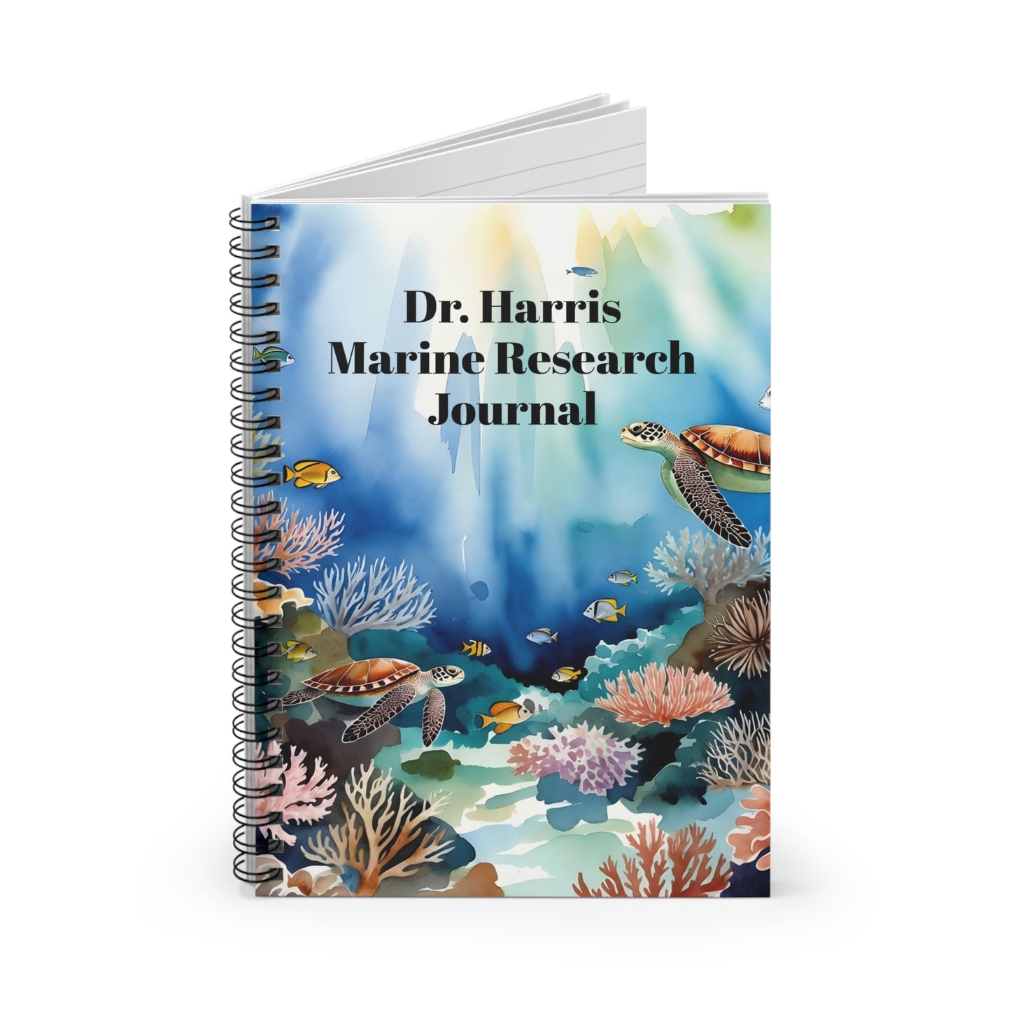Marine Research Journal Spiral Notebook — Personalized Dr. Harris Ocean Field Notebook