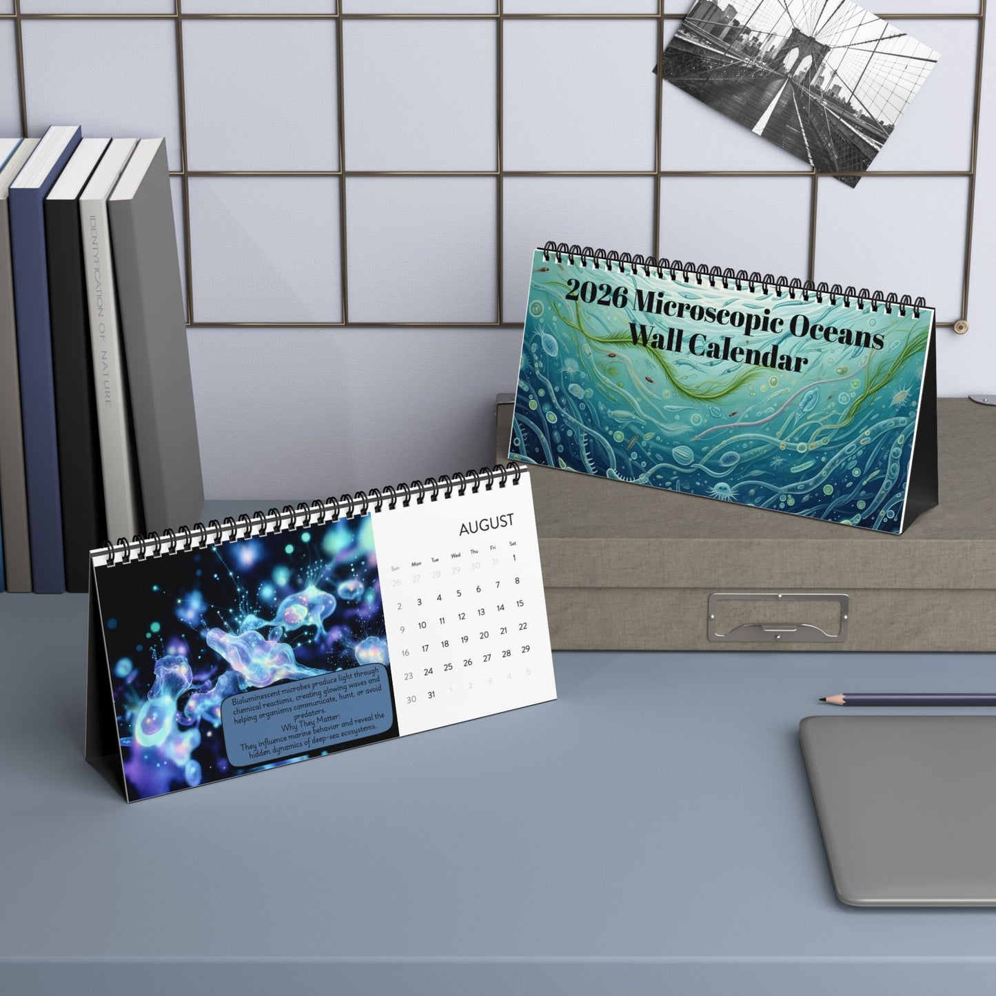 2026 Microscopic Oceans Desktop Calendar — Illustrated Science Desk Planner
