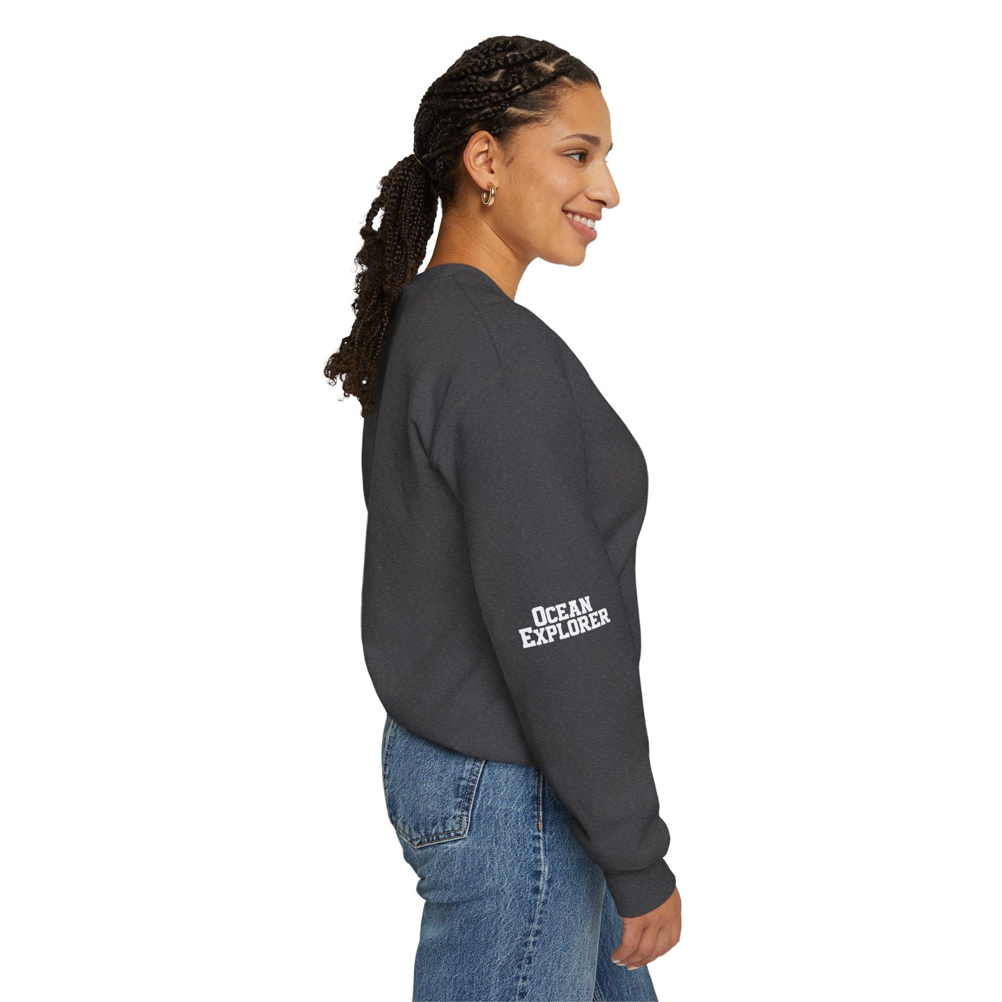 Ocean Microbe Crewneck Sweatshirt — Marine Life Water Droplet Design