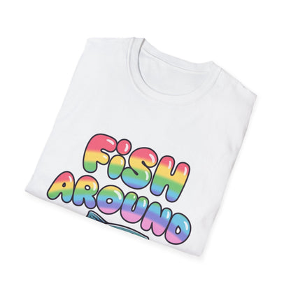 Fish Around Find Trout T-Shirt – Colorful Retro Fishing Tee