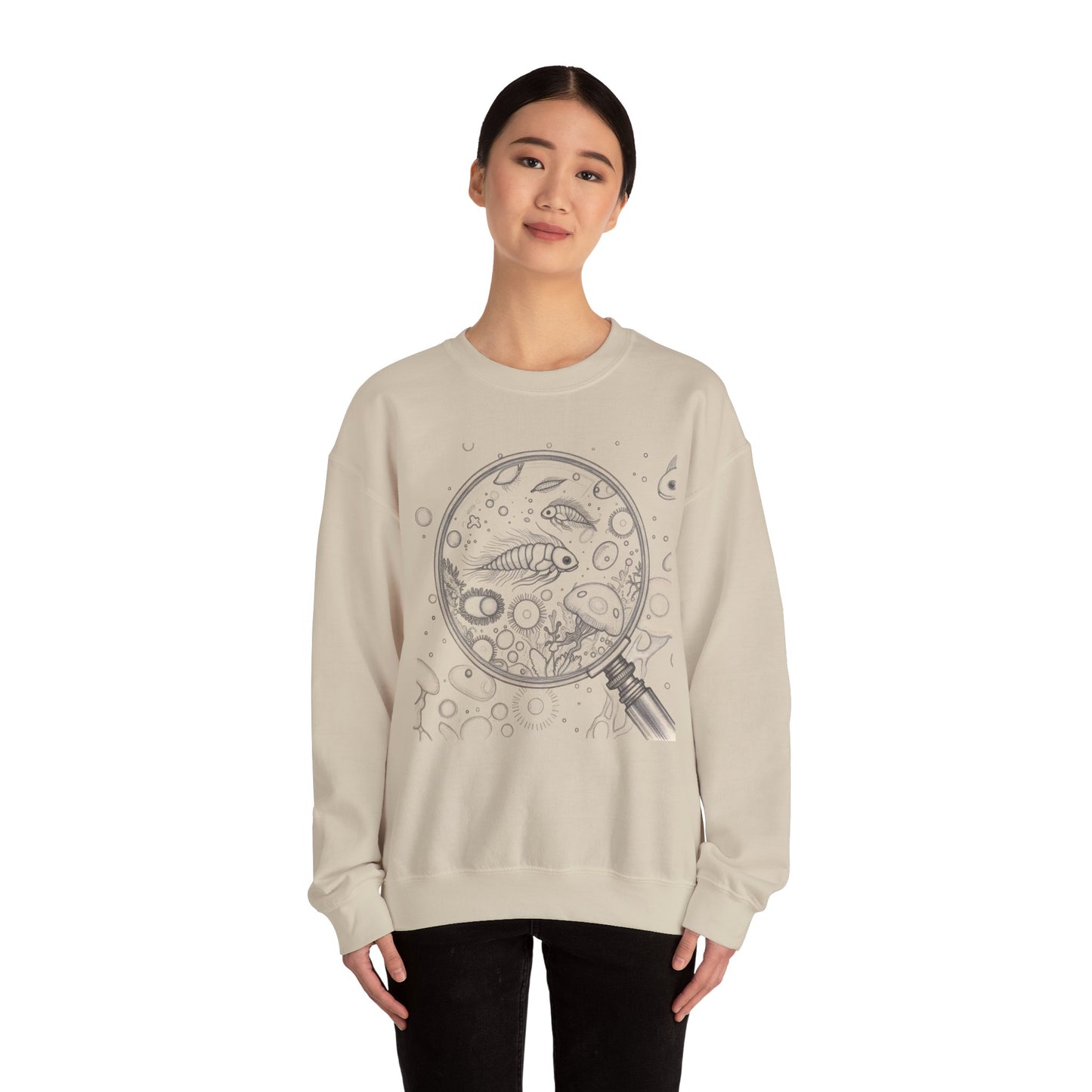 Microscope Lens with Microorganisms Sweatshirt | Marine Biology Tee