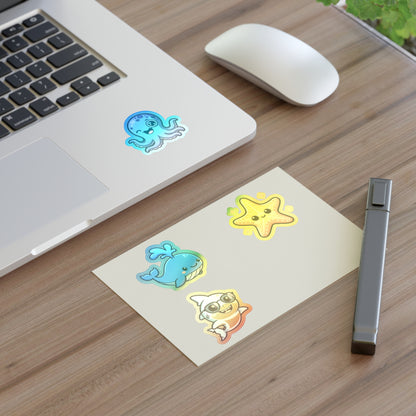 Chibi Sea Friends Sticker Sheet — Whale, Shark, Starfish & Octopus