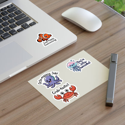 Sea Creature Puns Sticker Sheets, Ocean Animal Stickers | Cute Educational Decals