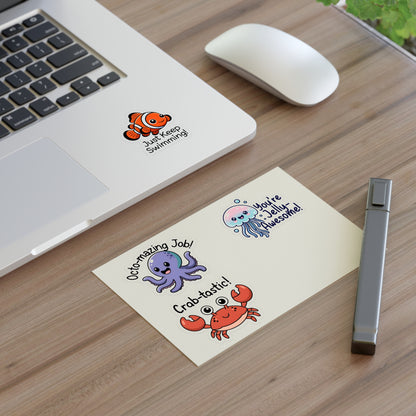 Sea Creature Puns Sticker Sheets, Ocean Animal Stickers | Cute Educational Decals