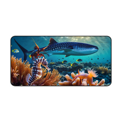 Underwater Reef Desk Mat — Whale Shark & Seahorse Ocean Desk Mat
