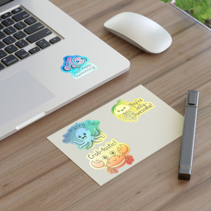 Sea Creature Puns Sticker Sheets, Ocean Animal Stickers | Cute Educational Decals