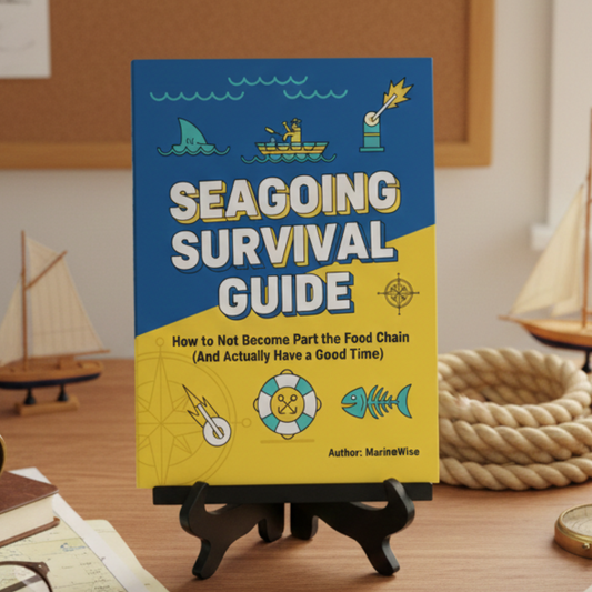 Seagoing survival guide ebook cover for boating safety and maritime emergency preparedness
